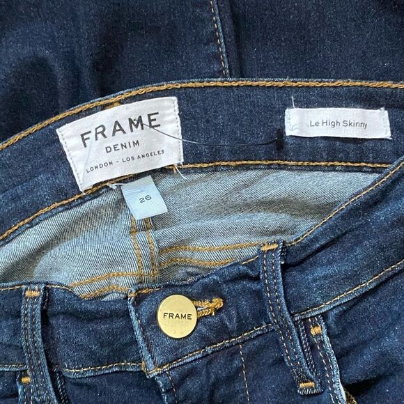 Frame Denim Le High Skinny Jeans Samira Dark Wash Super Stretch Ladies US Sz 26 - Picture 8 of 8